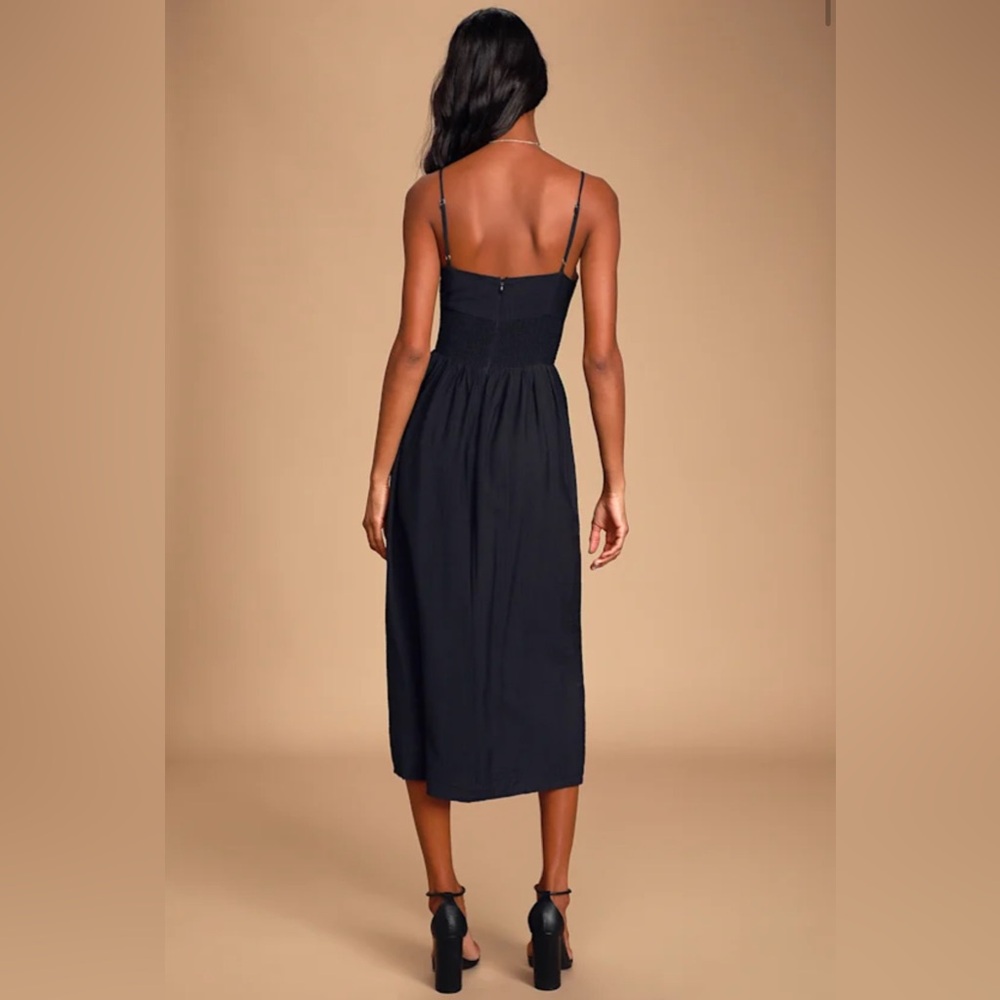 Lulu's Full Heart Black Smocked Midi Dress Size XL - Picture 2 of 14